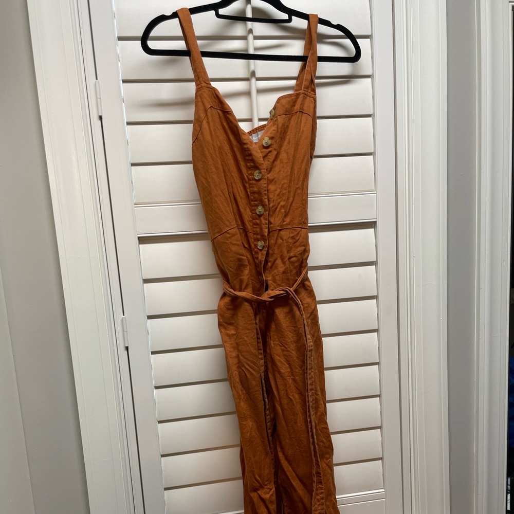 Burnt Orange Everlane Linen Jumpsuit